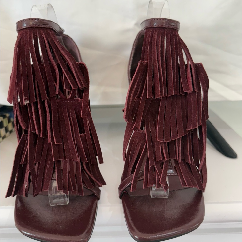 ASOS Burgundy Fringe Heels